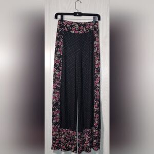 Farm Rio De Janairo Black and Pink Wide Leg Pants